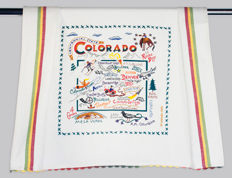 Colorado Dish Towel-Catstudio, colorado, state, dish, towel, hand, embroidered