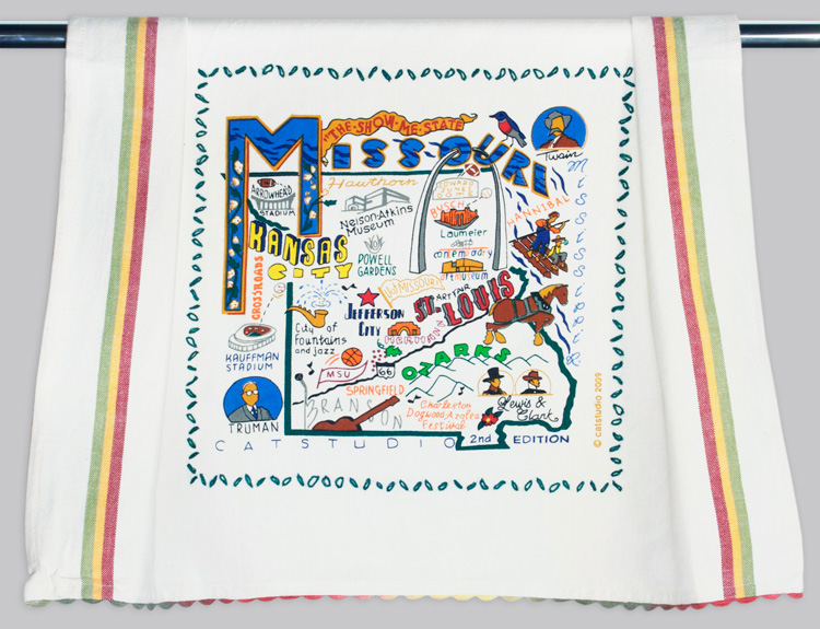 Missouri Dish Towel-Missouri, State, towel, embroidered, catstudio