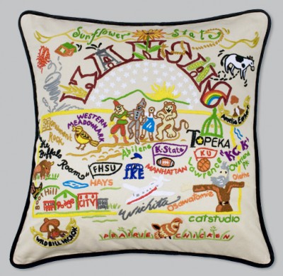 Kansas Embroidered Pillow-