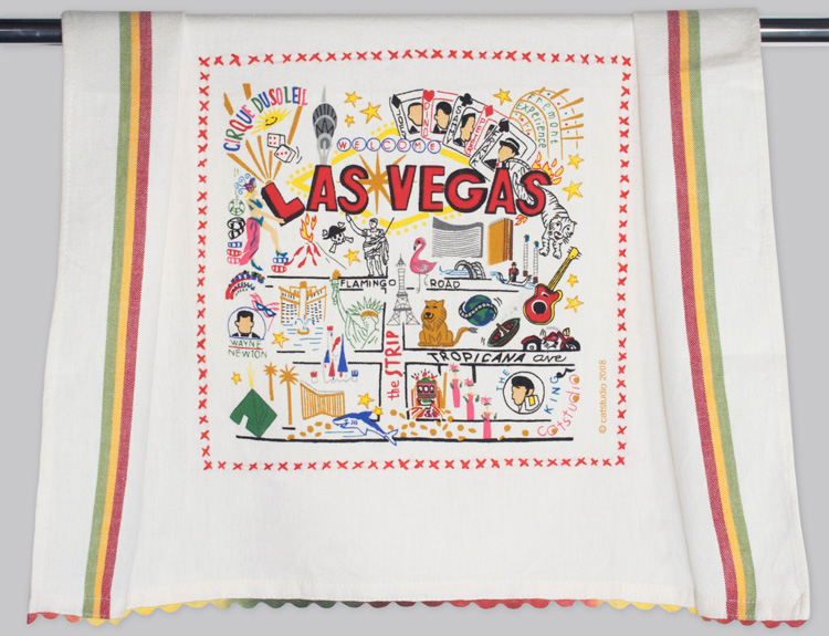 Las Vegas Dish Towel-Las Vegas, City, dish, towel, catstudio, embroidered, hand