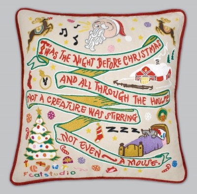 Night Before Christmas Embroidered Pillow-