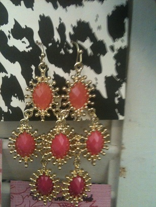 Pink/Gold Drop Earrings-